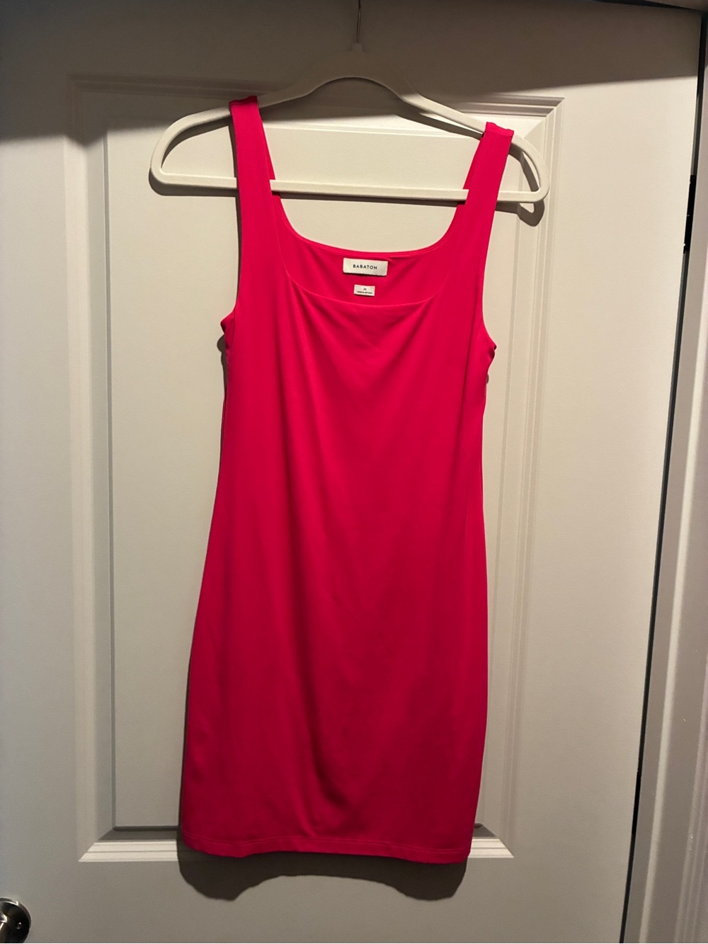 Babaton Hot Pink Scoop Neck Mini Dress